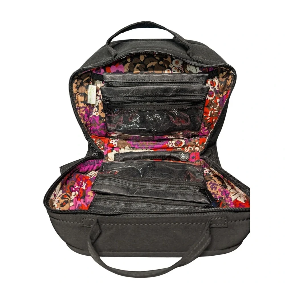 Vera Bradley Black Chevron Velvet Hanging Travel Organizer Floral Interior Bag
